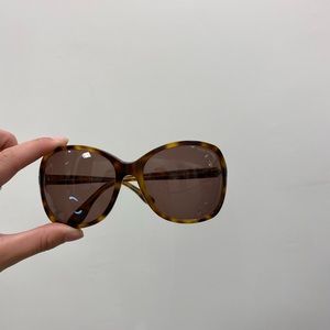 Tom Ford Brown Turtle Shell Oversized Round Sunglasses